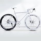Bicicleta de Carretera de 26 Pulgadas Bicicleta de Montaña Manillar Curvado Llanta Sólida Ligera Marco de Acero Al Carbono Marco de Cola Blanda Adecuado para 155-185 cm B,24 Inches