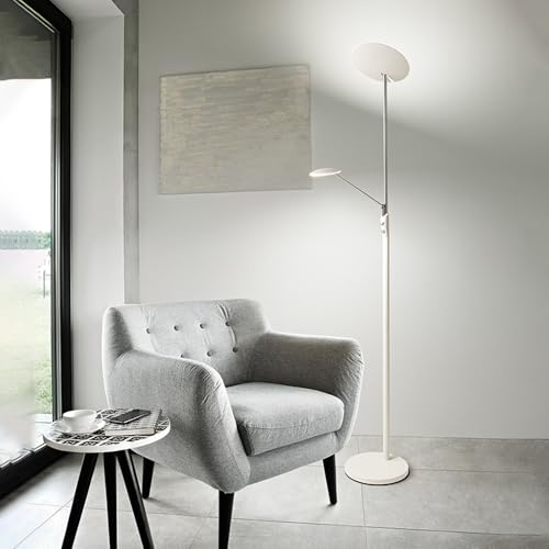 PERENZ Lámpara LED de pie diseño exclusivo cromo brillante y metal blanco 183 cm
