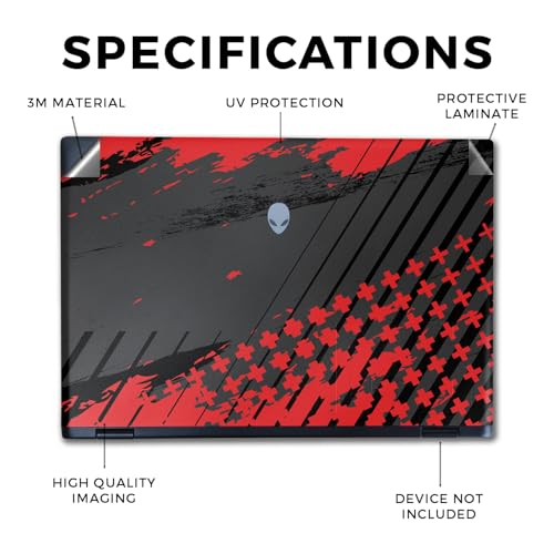 Image of Laptop Skin Compatible with Alienware M16 R2 (2024) - Grunge Red - Premium 3M Vinyl Protective Wrap Decal Cover - Easy to Apply | Crafted in The USA by MightySkins
