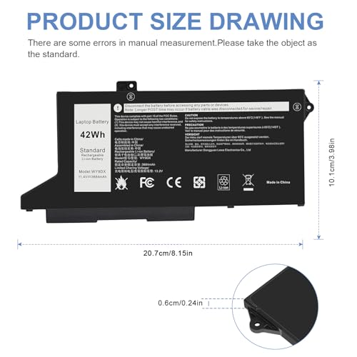 Image of 42Wh WY9DX Battery Replacement for Dell Latitude 14 5420 15 5520 Precision 15 3560 Series P137G P137G001 P104F P104F001 P104F002 1K2CF 01K2CF M3KCN 75X16 075X16 WK3F1 005R42 0WK3F1 0M3KCN