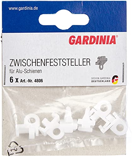 Gardinia Arrêt de Glisseur pour Rail de Rideaux en Aluminium 13 mm Blanc, ABS, Non Applicable Cover