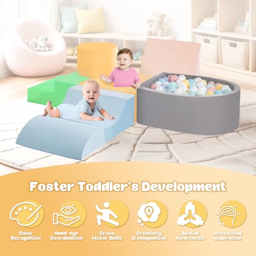 MIND&ACTION Toddler Climbing Blocks with Ball Pit - 6-Piece Soft Play Set - Image 3