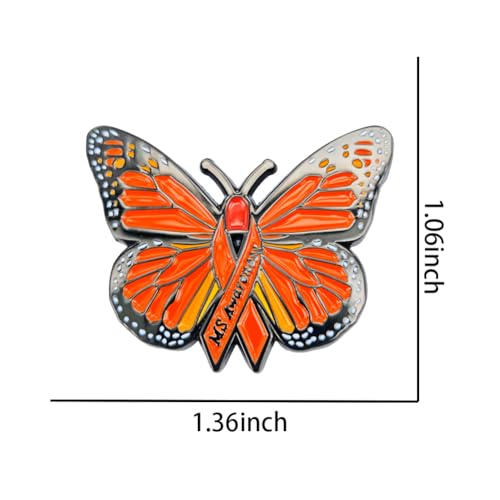 Image of Enamel Pin,Ms Awareness Lapel Pin,Red Butterfly Ribbon Brooch,Support Multiple Sclerosis Badge,Denim Jacket Canvas Bag Dress Shirt Accessory,Decor DIY,Gift For Family Friends Teens
