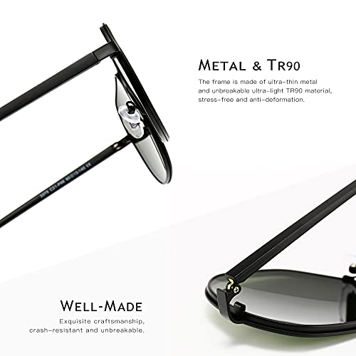 Image of SUNGAIT Aviator Sunglasses for Men and Women, Polarized Trendy Square Sun Glasses Retro Pilot Shades UV Protection