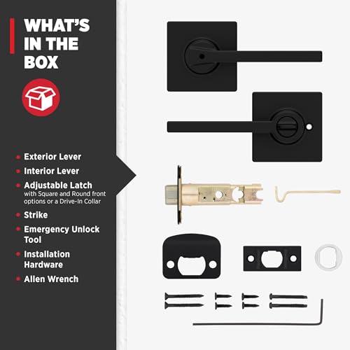 Kwikset Casey Interior Privacy Door Handle with Lock, Door Lever For Bathroom and Bedroom, Matte Black Reversible Keyless Turn Lock, with Microban Protection - Image 8