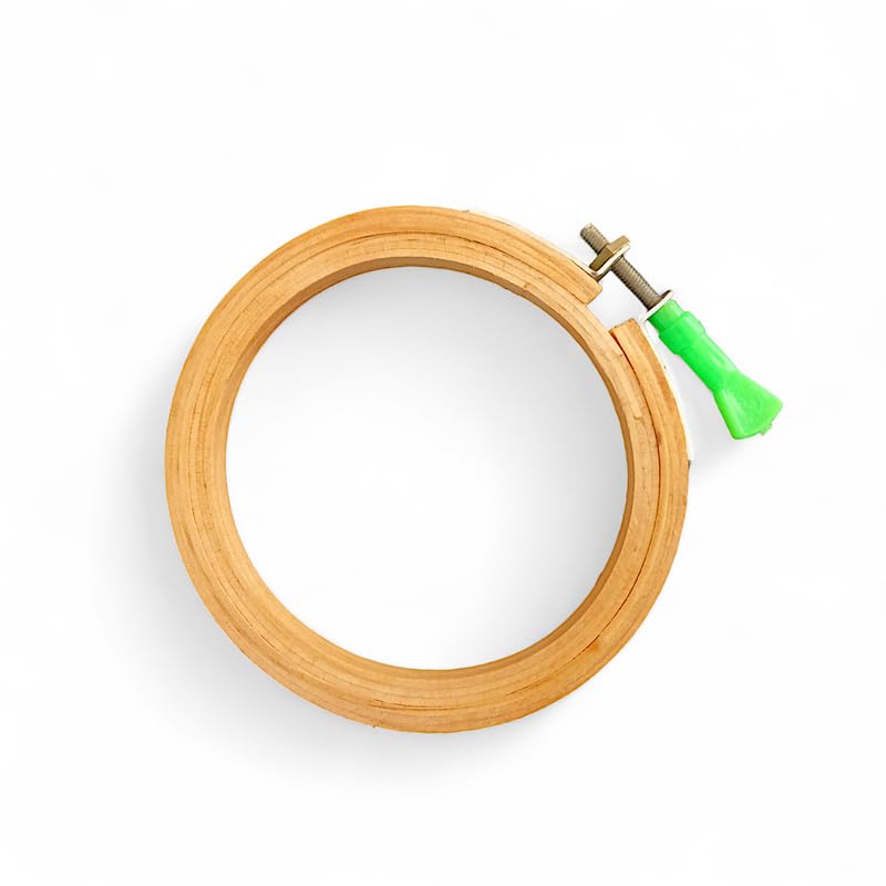 Image of 4 Inch Wooden Embroidery Hoop Ring (3 Ply, Pack of 1) - Frame for Craft Kit, Mini Hand Embroidery