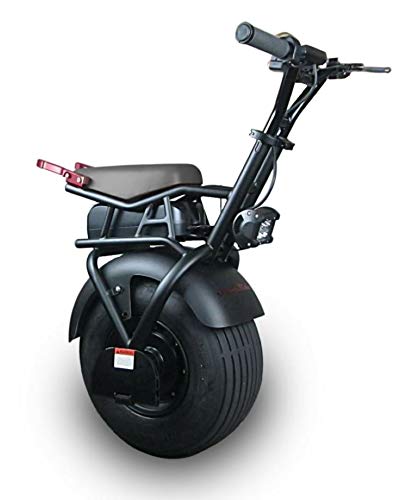 Black Electric Unicycle Scooter One Big Wheel Fat Tire 1000W Motor - 7AH