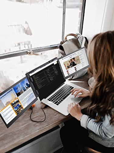 KEFEYA Dreifacher Laptop Bildschirmerweiterung, Tragbarer Monitor für Laptop, Dual 13.3" FHD IPS Tech Display, für 13.3"-16.5" Notebooks & Windows Mac Andriod – Bild 7