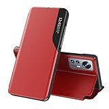 Étuis Flip Smartphone Prime Puan Étui en Cuir Compatible with xiaomi 1 2pro, Affichage latéral Horizontal Horizontal Protective Shell Couvercle du Support Étui (Color : Red)
