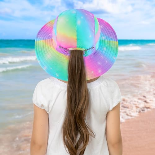 Image of Kids Sun Hat for Toddler Girls Unicorn Bucket Hats UV Protection Summer Hat for Kids Wide Brim Fishing Hat 2-8 Years