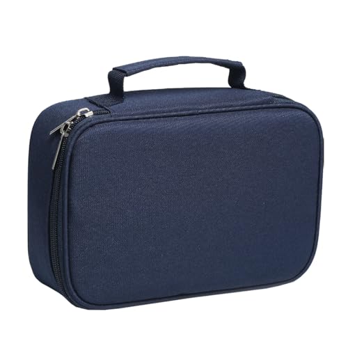 Estojo Grande Box 2 Ziper Quadrado Escolar Divisorias BakPak (Azul Escuro)