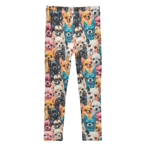 Girls Leggings Soft Toddler Ankle Length Bottoms Colorful Dogs Kids Dance Yoga Pants 4-10 Years2