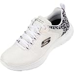 Skechers Women's Flex Appeal 4.0 Wild Ballad Sneaker, White Mesh/Leopard Trim, 7 UK