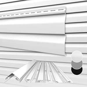 HEXIM Siding Gevelpanelen, voor buiten, gevelbekleding, weerbestendig, kunststof panelen, pvc-U-bekleding, buitenwand, huisbekleding, uv-bestendig, (1 paneel, wit, 0,48 m²)