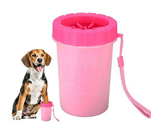 UTHIANBATH Dog Paw Washer Silicone Dog Paw Cleaner Cup Portable Pet Cleaning Brush Dog Foot Washer (Pink)