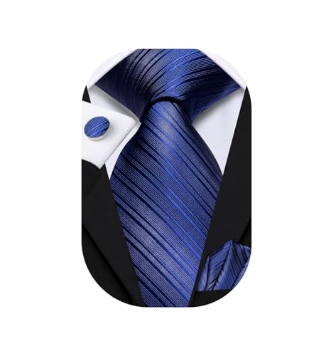 Image of Dubulle Mens Paisley Striped Tie Woven Necktie for Men and Handkerchief Cufflinks Set Wedding Formal Business