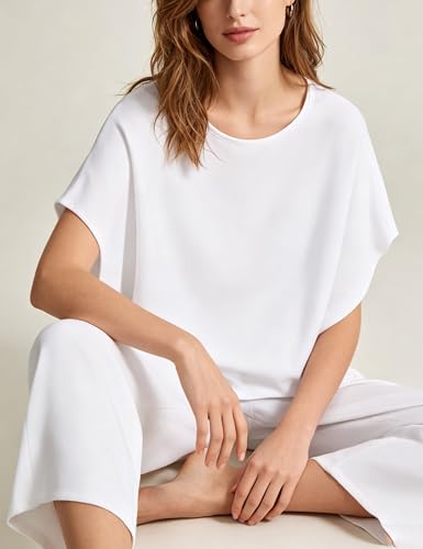 Image of Bozanly 2 Piece Sets for Women Oversized Tops Wide Leg Pants Lounge Set