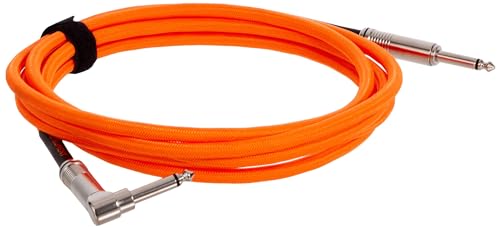Image of Ernie Ball Braided Instrument Cable, Straight /Angle, 10ft, Neon Orange (P06079)