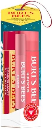 Burt's Bees Mistletoe Kiss Lip Care Gift Set, Mistletoe Kiss Set, Pomegranate, Peony & Hibiscus