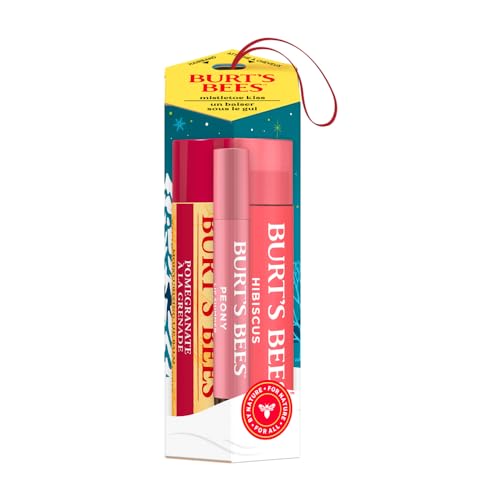 Burt's Bees para la mujer | Set de regalo para cuidado de labios con bálsamo labial de granada, tinte de hibisco y brillo labial de peonía | Mistletoe Kiss