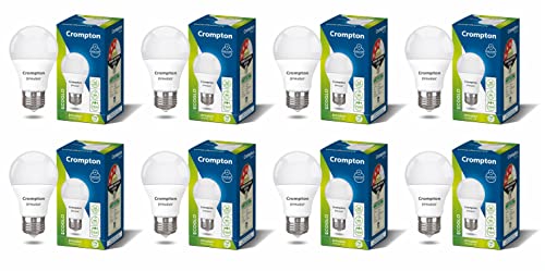 Crompton Dyna Ray 7W Round E27 LED Cool Day Light Pack of 8