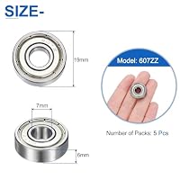 QUARKZMAN 5 Stück 607ZZ Kugellager 7x19x6mm Hochleistungs-Kohlenstoffstahl Doppelschildlager für Elektromotor, Haushaltsgeräte, Gartengeräte – Ansicht 2