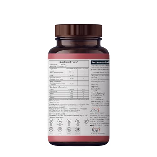 Miduty Betaine HCL + Pepsin for Improve Digestion, Acidity & Natural Digestive Health & Stomach Gut Support - 60 Capsules