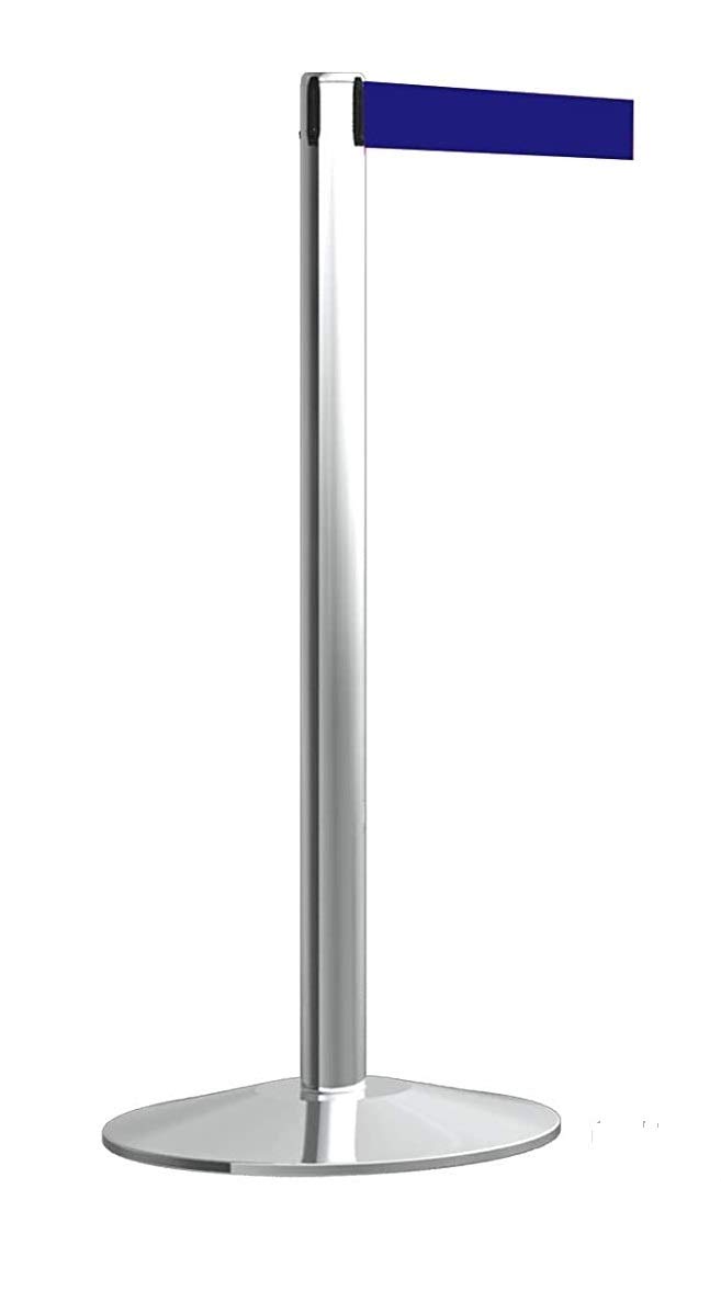 DOSSVICK - Queue Manager 8kg - Pack of 1 - BLUE Strap belt 3m - Double Screw Stability - Tough Quality Steel - Height- 40 inches(1000mm) - DOUBLE POLISHED que manager/q manager