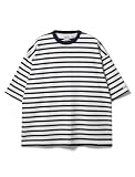 [グッドウェア] BIGTシャツ ボーダー USAコットン メンズ レディース (JP, アルファベット, L, ホワイト)