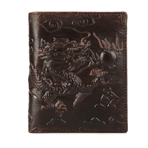 Image of Leather Dragon Wallet for Men Vintage Credit Card ID Bifold Cool Pocket Wallets for Cash