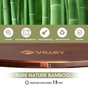 VILLEY Bamboo Round Folding Table, Camping Half-fold Portable Table with Carrying Bag for Indoor & Outdoor Picnic Coffee Barbecue Beach Card Game VILLEY Bamboo Round Folding Table Camping Half fold Portable Table with Carrying Bag for Indoor Outdoor Picnic Coffee Barbecue Beach Card Game