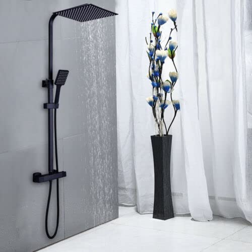 Alcachofa de ducha cuadrada de acero inoxidable, antical, ducha con efecto lluvia y alcachofa de ducha de mano, diseño antiquemaduras