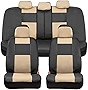 BDK Croc Skin Faux Leather Car Seat Covers, Full Set Beige – Front and Back Split Bench Seat Covers, Airbag Compatible, Interior Covers for Cars Trucks Vans and SUVs