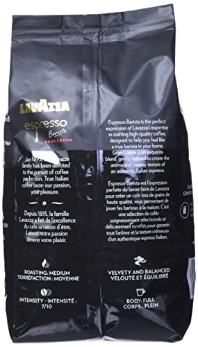 Lavazza Espresso Barista Gran Crema Whole Bean Coffee Blend, Medium Espresso Roast, 1 kg Bag - Chocolate and Spicy Aroma