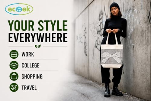 Image of Canvas Tote Bag for Women with Zipper
