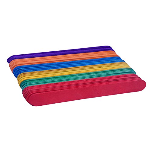 Paxcoo 100 Pcs 6” Colored Jumbo Wood Craft Sticks #TOP4