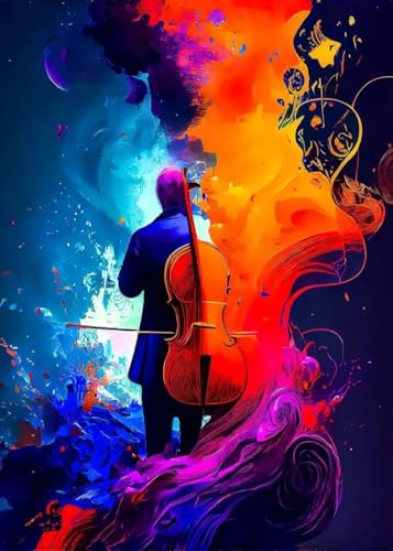 Baibexing Pósteres De Violín Y Guitarra Coloridos Abstractos, Arte De Pared Moderno, Pintura En Lienzo, Imágenes Impresas Vintage Para Decoración De Sala De Estar A5 60X90Cm Sin Marco