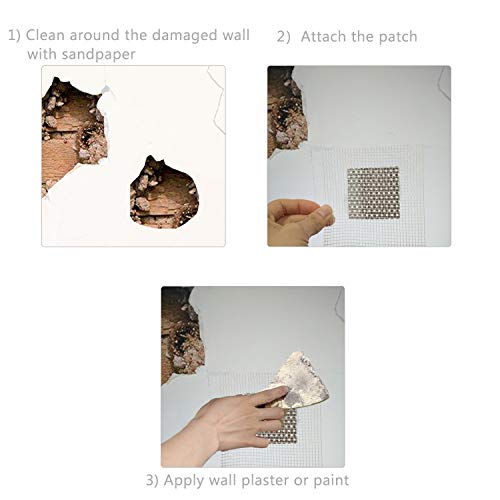 3 Pieces 2 Inch Wall Patch Repair, Drywall Repair Patch Self Adhesive Drywall Patch and Fiberglass Repair Kit, Heavy Duty Dry Wall Hole Repair Patch for Drywall Plasterboard (2 x 2 Inch)