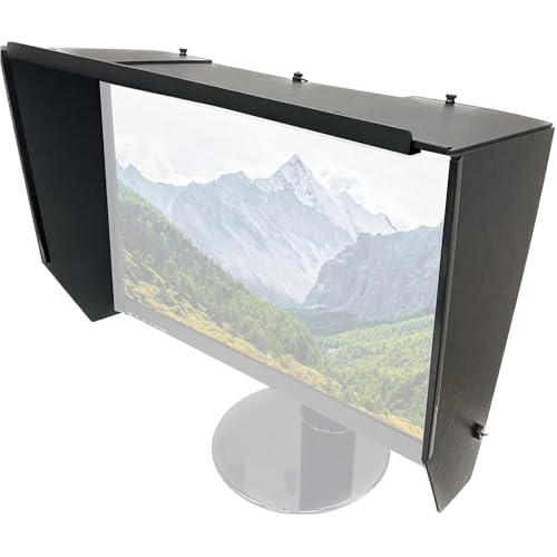 GXLDIANPU Desktop Computer Screen Hood, Desktop Computer Sunshade, 17-27-inch Adjustable, Height 37cm, Adjustment Length 40-70cm, Efficient Shading with Three Sided Shading for Office, Play Games