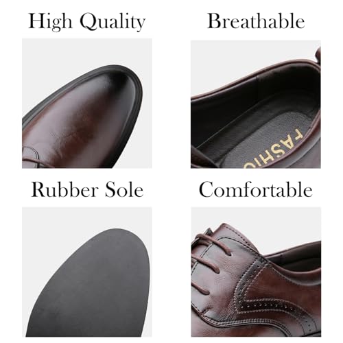 Men's Leather Lace Up Platform Dress Oxford Shoes Round Burnished Toe Low Block Heel Non Slip Shoes for Formal Office Weddings Parties Dating Casual Business Events2