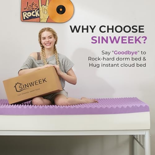 Image of SINWEEK 2 Inch Egg Crate Memory Foam Mattress Topper Twin XL, Twin Extra Long Mattress Pads for College Dorm Single Bed, Pressure Relieve CertiPUR-US Certified,39x80 Inches