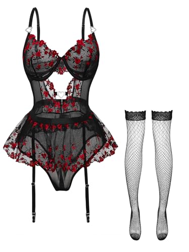 Image of Foxiny Sexy Lingerie Set 3 Piece Women Corset Bodysuit