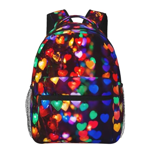 Mochila romántica de senderismo EdWal con estampado de corazón rojo impermeable unisex