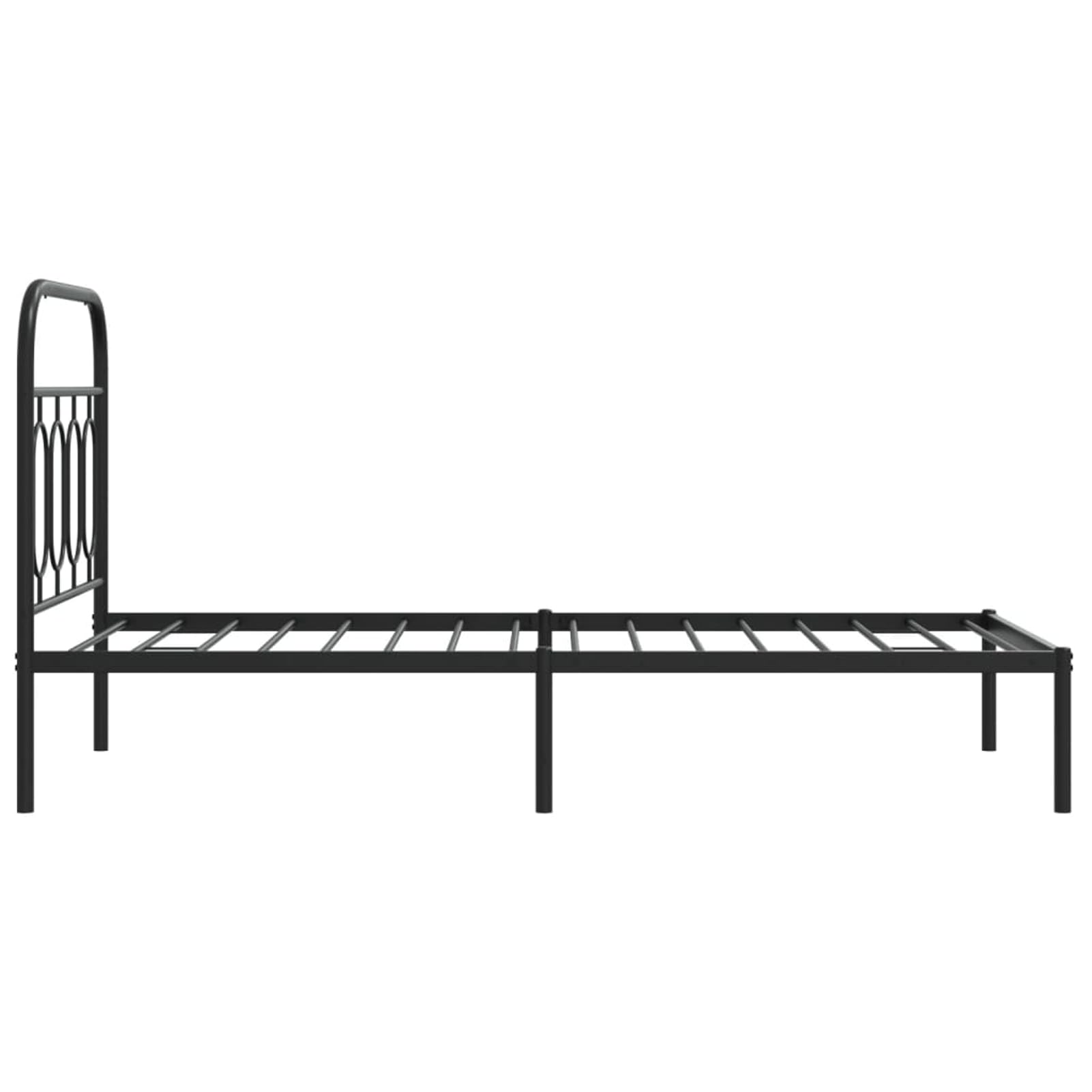 WGYHOME Rama łóżka 90 x 190 cm z zagłówkiem, czarna stal – stabilne metalowe łóżko dla dorosłych z wbudowanym stelażem i schowkiem pod łóżko