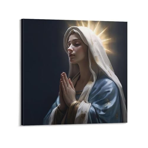 WPHSFX Poster de foi religieuse sur toile représentant la Vierge Marie - Décoration murale moderne pour chambre à coucher (50 x 50 cm)