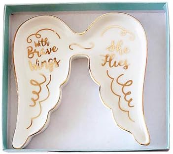 Miniatura 2 de Stephanie Imports Plato de cerámica con forma de ala de ángel con alas valientes She Flies y plato decorativo para joyas