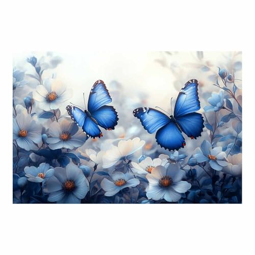 Design papillon bleu impression sur toile moderne décoration murale salon 70x100cm