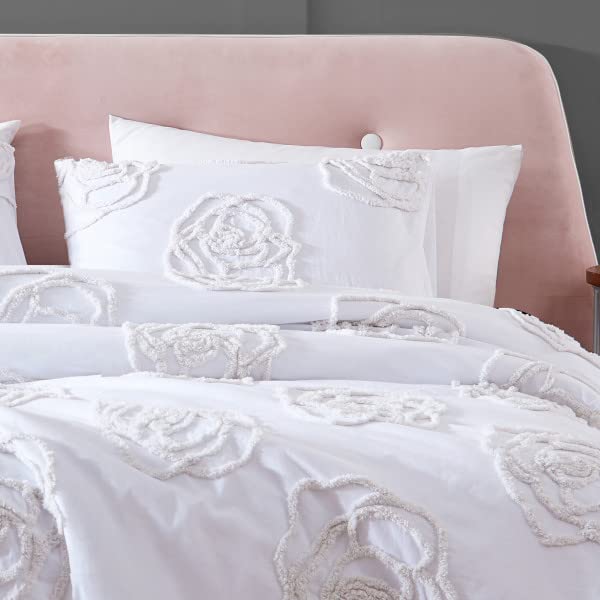 Betsey Johnson - King Duvet Cover Set, Reversible Cotton Bedding with Matching Shams, Chic Bedding Set (Rambling Rose White, King) by Betsey Johnson - Image 6