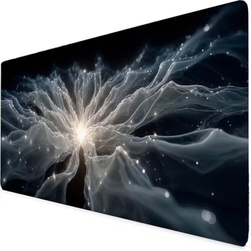 Idée cadeau bureau grand tapis de souris motif fleur XXL gris