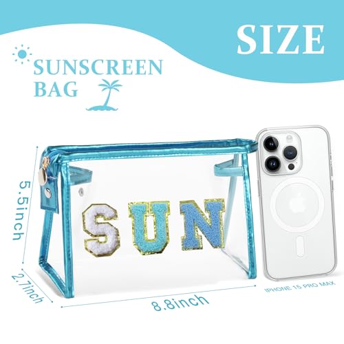 Image of COSHAYSOO Sunscreen Bag Clear Makeup Toiletry Pouch Beach Vacation Essentials for Women Teen Girls Trip Gifts Summer Pool Travel Must Have Accessories Waterproof Stuff